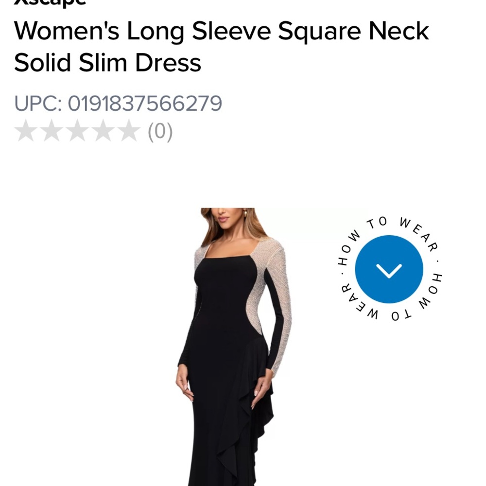 Xscape Black and Cream Long Sleeve Dress